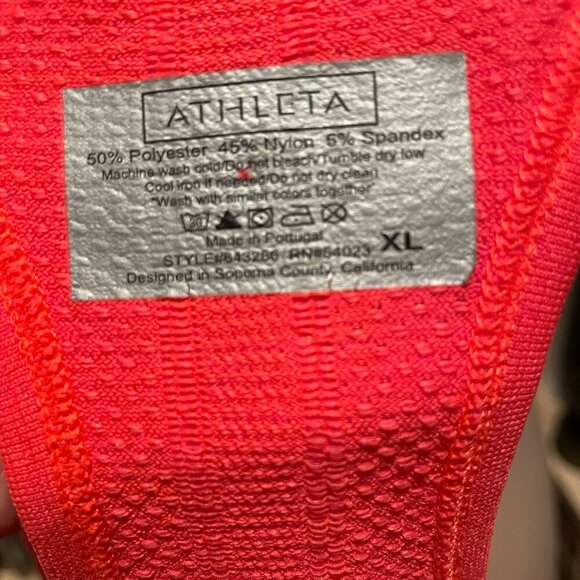 Athleta Fastest Track Ruched Racerback Tank Top Neon Orange, Size XL - Picture 5 of 6